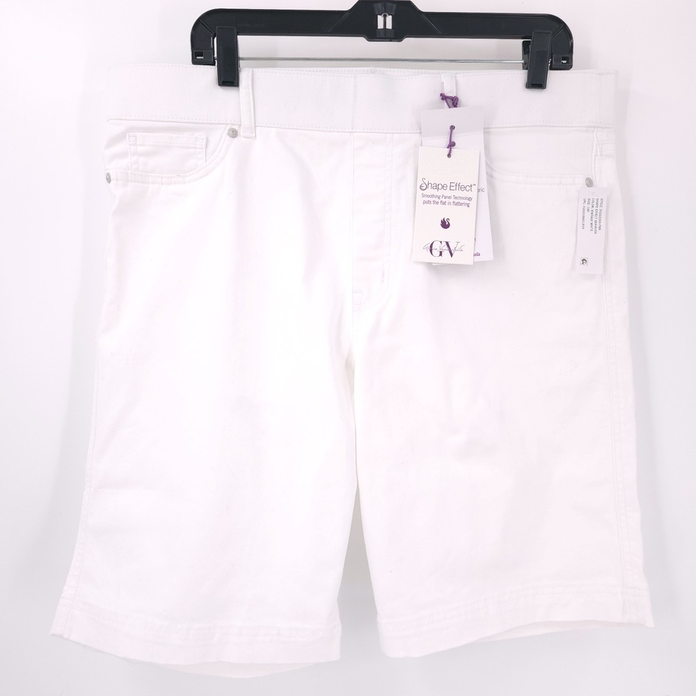 Gloria Vanderbelt High Rise Bermuda Length Stretch White Shorts Womens Size 18P